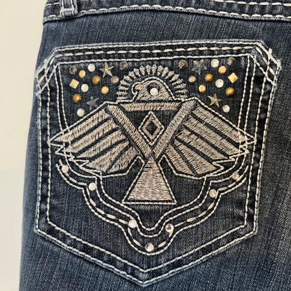 Wrangler Rock 47Jeans Women’s 29x34 Embroidered Stitched Low Rise Flare Boot Cut - Picture 6 of 16